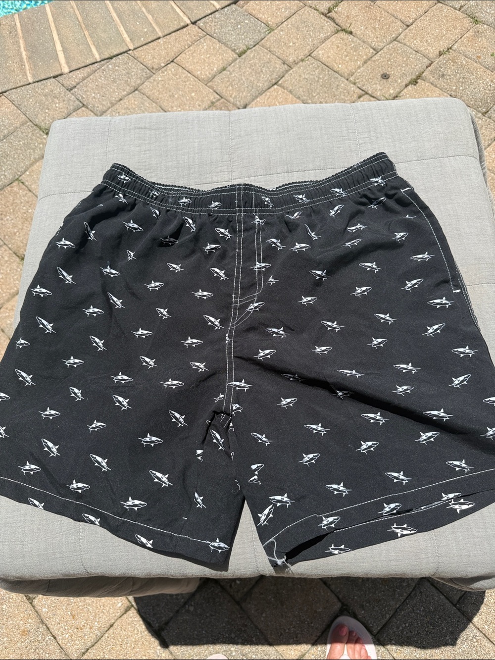 NWOT Men's Black Shark-Pattern Swim Trunks